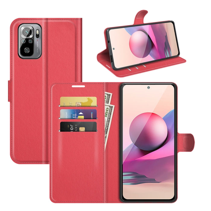 Para Xiaomi Redmi Note 10 4G / Note 10S Litchi Texture Funda protectora con tapa horizontal con soporte, ranuras para tarjetas y billetera, For Xiaomi Redmi Note 10 4G