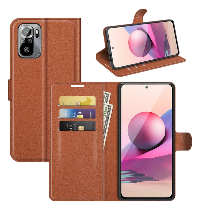Para Xiaomi Redmi Note 10 4G / Note 10S Litchi Texture Funda protectora con tapa horizontal con soporte, ranuras para tarjetas y billetera, For Xiaomi Redmi Note 10 4G