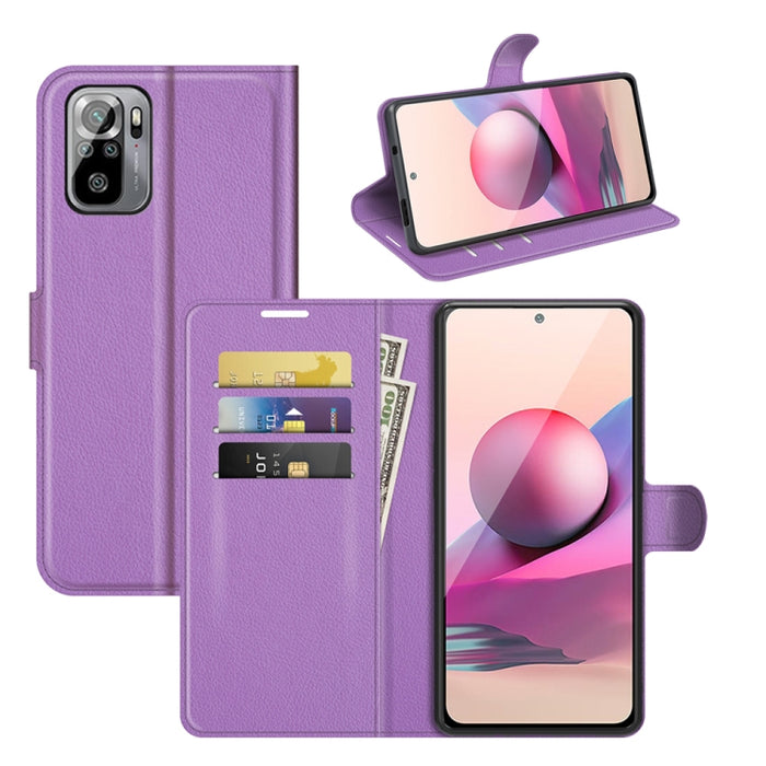 Para Xiaomi Redmi Note 10 4G / Note 10S Litchi Texture Funda protectora con tapa horizontal con soporte, ranuras para tarjetas y billetera, For Xiaomi Redmi Note 10 4G