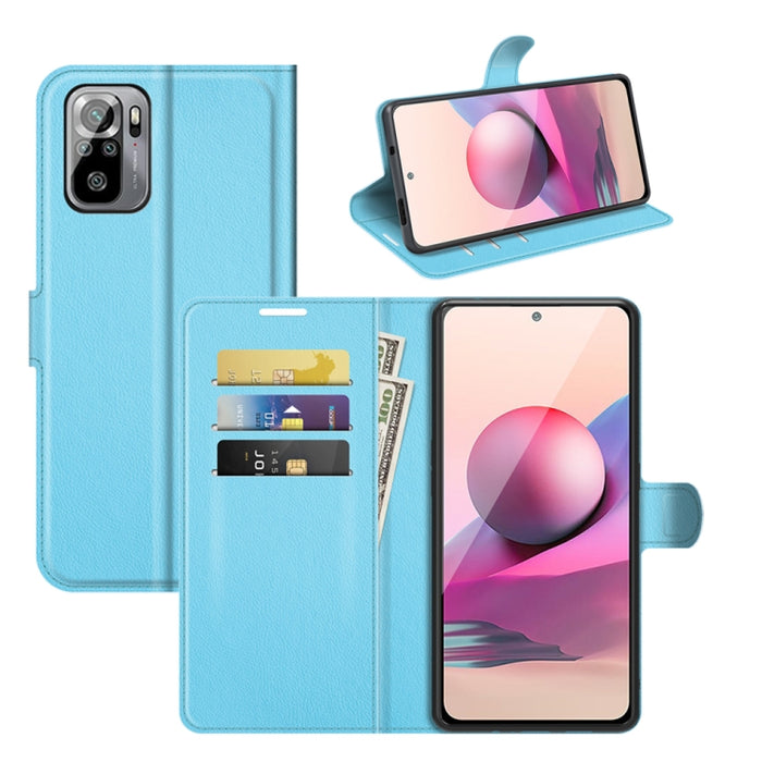 Para Xiaomi Redmi Note 10 4G / Note 10S Litchi Texture Funda protectora con tapa horizontal con soporte, ranuras para tarjetas y billetera, For Xiaomi Redmi Note 10 4G