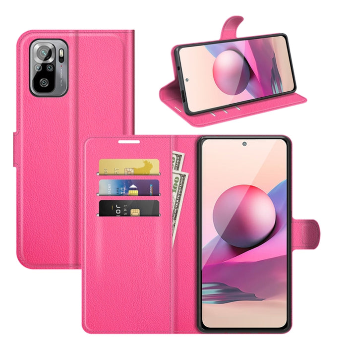 Para Xiaomi Redmi Note 10 4G / Note 10S Litchi Texture Funda protectora con tapa horizontal con soporte, ranuras para tarjetas y billetera, For Xiaomi Redmi Note 10 4G