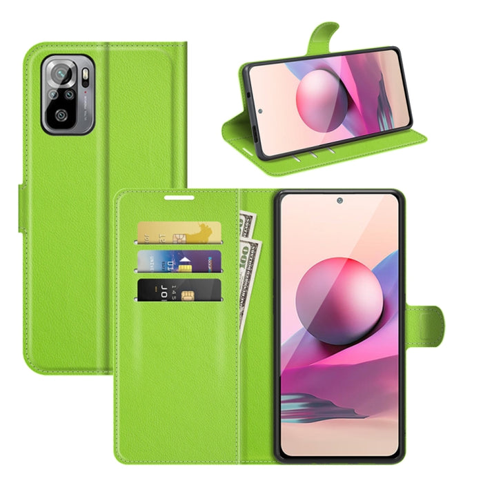 Para Xiaomi Redmi Note 10 4G / Note 10S Litchi Texture Funda protectora con tapa horizontal con soporte, ranuras para tarjetas y billetera, For Xiaomi Redmi Note 10 4G