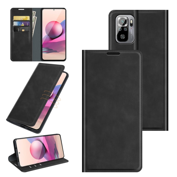 Para Xiaomi Redmi Note 10 4G / Note 10S Funda de cuero de succión magnética de negocios de piel retro con soporte, ranuras para tarjetas y billetera, For Xiaomi Redmi Note 10S, For Xiaomi Redmi Note 10 4G