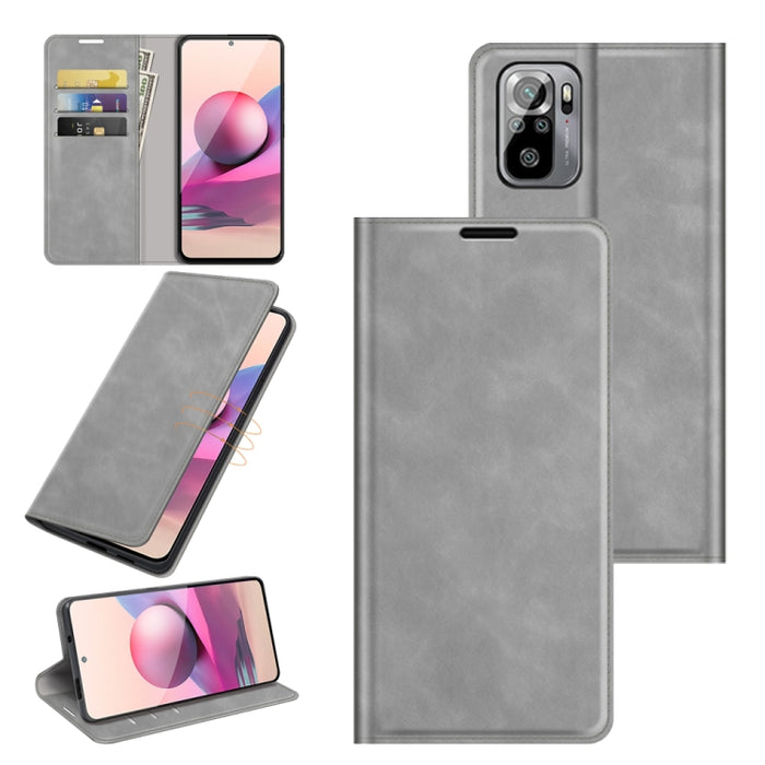 Para Xiaomi Redmi Note 10 4G / Note 10S Funda de cuero de succión magnética de negocios de piel retro con soporte, ranuras para tarjetas y billetera, For Xiaomi Redmi Note 10S, For Xiaomi Redmi Note 10 4G