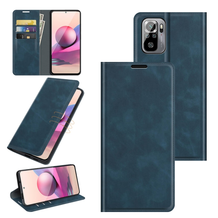 Para Xiaomi Redmi Note 10 4G / Note 10S Funda de cuero de succión magnética de negocios de piel retro con soporte, ranuras para tarjetas y billetera, For Xiaomi Redmi Note 10S, For Xiaomi Redmi Note 10 4G