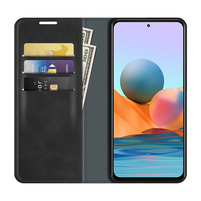 Para Xiaomi Redmi Note 10 Pro / Note 10 Pro Max Funda de cuero con ventosa magnética de negocios de piel retro con soporte, ranuras para tarjetas y billetera, For Xiaomi Redmi Note 10 Pro