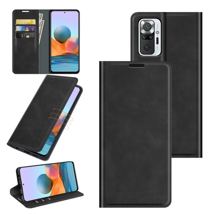 Para Xiaomi Redmi Note 10 Pro / Note 10 Pro Max Funda de cuero con ventosa magnética de negocios de piel retro con soporte, ranuras para tarjetas y billetera, For Xiaomi Redmi Note 10 Pro