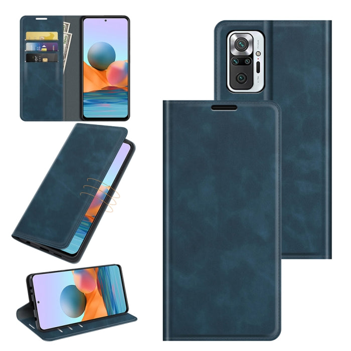 Para Xiaomi Redmi Note 10 Pro / Note 10 Pro Max Funda de cuero con ventosa magnética de negocios de piel retro con soporte, ranuras para tarjetas y billetera, For Xiaomi Redmi Note 10 Pro