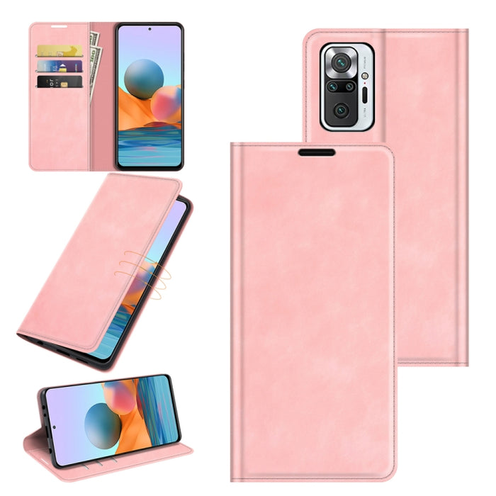 Para Xiaomi Redmi Note 10 Pro / Note 10 Pro Max Funda de cuero con ventosa magnética de negocios de piel retro con soporte, ranuras para tarjetas y billetera, For Xiaomi Redmi Note 10 Pro