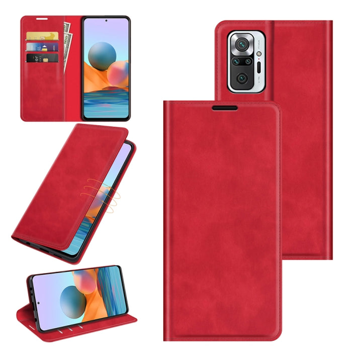 Para Xiaomi Redmi Note 10 Pro / Note 10 Pro Max Funda de cuero con ventosa magnética de negocios de piel retro con soporte, ranuras para tarjetas y billetera, For Xiaomi Redmi Note 10 Pro