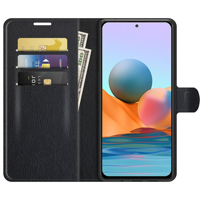 Para Xiaomi Redmi Note 10 Pro / Note 10 Pro (versión india) / Note 10 Pro Max Litchi Texture Funda protectora con tapa horizontal con soporte, ranuras para tarjetas y billetera