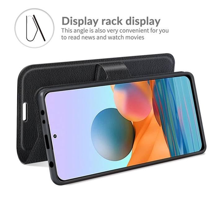 Para Xiaomi Redmi Note 10 Pro / Note 10 Pro (versión india) / Note 10 Pro Max Litchi Texture Funda protectora con tapa horizontal con soporte, ranuras para tarjetas y billetera