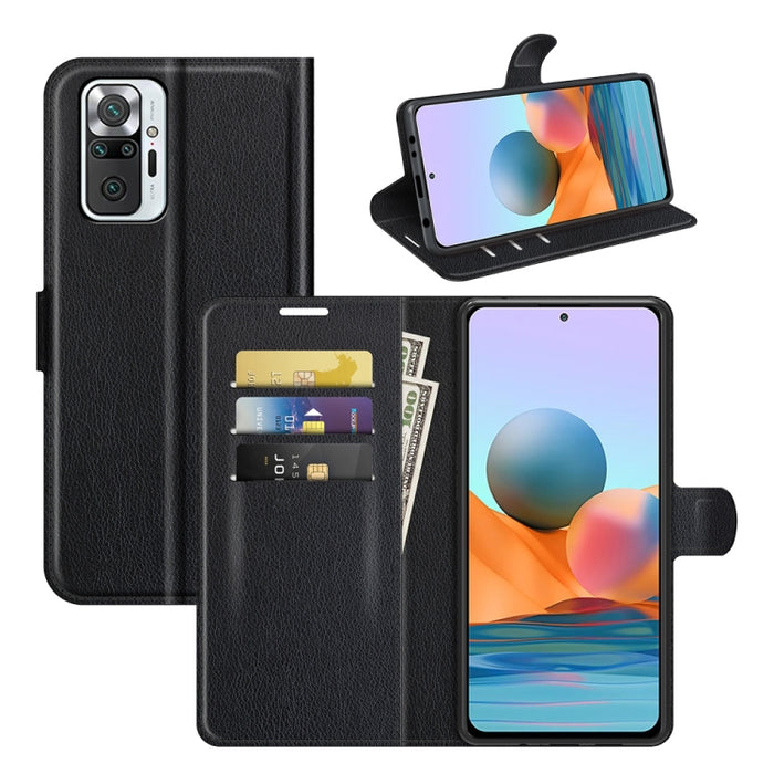 Para Xiaomi Redmi Note 10 Pro / Note 10 Pro (versión india) / Note 10 Pro Max Litchi Texture Funda protectora con tapa horizontal con soporte, ranuras para tarjetas y billetera
