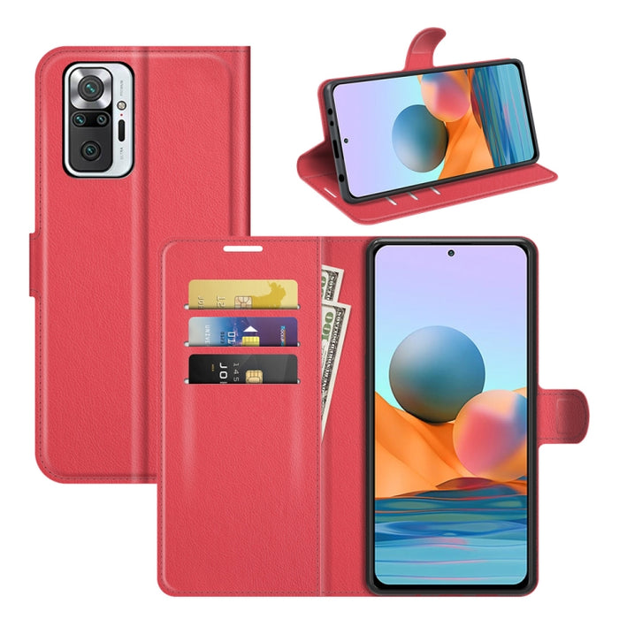 Para Xiaomi Redmi Note 10 Pro / Note 10 Pro (versión india) / Note 10 Pro Max Litchi Texture Funda protectora con tapa horizontal con soporte, ranuras para tarjetas y billetera