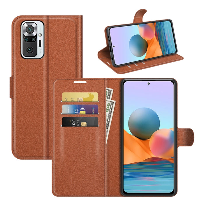 Para Xiaomi Redmi Note 10 Pro / Note 10 Pro (versión india) / Note 10 Pro Max Litchi Texture Funda protectora con tapa horizontal con soporte, ranuras para tarjetas y billetera