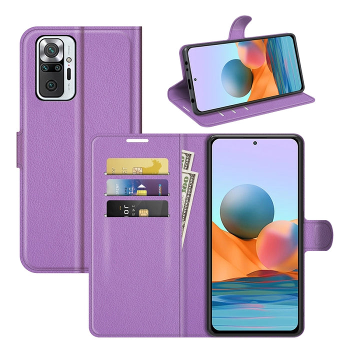 Para Xiaomi Redmi Note 10 Pro / Note 10 Pro (versión india) / Note 10 Pro Max Litchi Texture Funda protectora con tapa horizontal con soporte, ranuras para tarjetas y billetera
