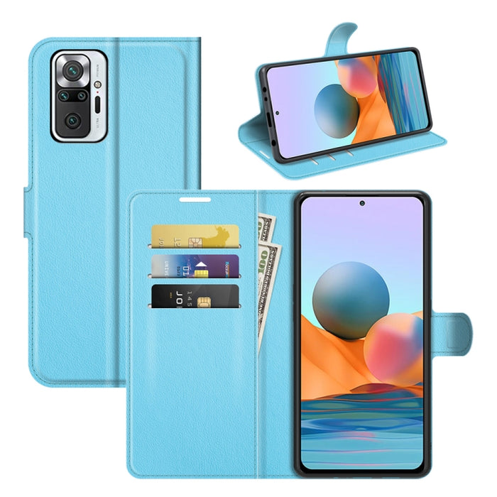 Para Xiaomi Redmi Note 10 Pro / Note 10 Pro (versión india) / Note 10 Pro Max Litchi Texture Funda protectora con tapa horizontal con soporte, ranuras para tarjetas y billetera