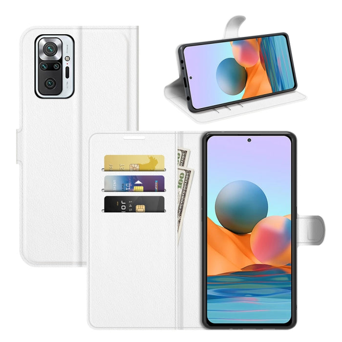 Para Xiaomi Redmi Note 10 Pro / Note 10 Pro (versión india) / Note 10 Pro Max Litchi Texture Funda protectora con tapa horizontal con soporte, ranuras para tarjetas y billetera