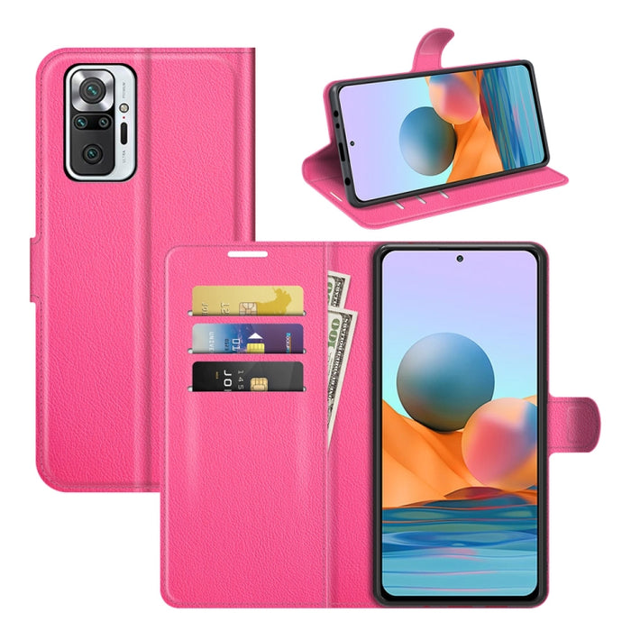 Para Xiaomi Redmi Note 10 Pro / Note 10 Pro (versión india) / Note 10 Pro Max Litchi Texture Funda protectora con tapa horizontal con soporte, ranuras para tarjetas y billetera