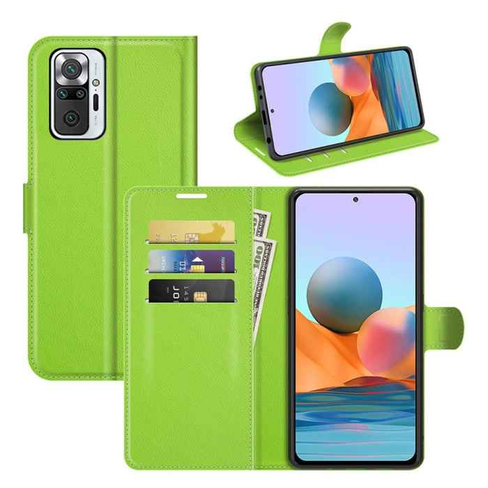 Para Xiaomi Redmi Note 10 Pro / Note 10 Pro (versión india) / Note 10 Pro Max Litchi Texture Funda protectora con tapa horizontal con soporte, ranuras para tarjetas y billetera