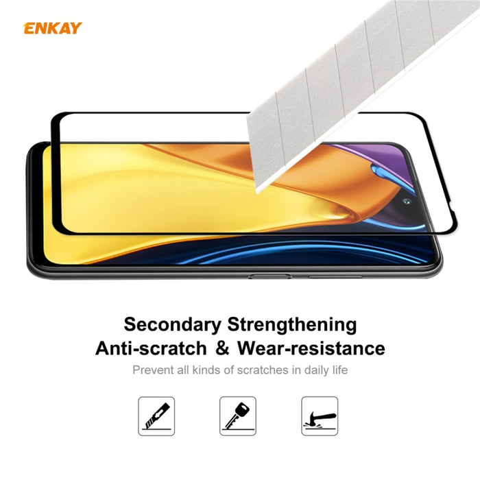 2 PCS ENKAY Hat-Prince Full Glue 0.26mm 9H 2.5D Película de cobertura total de vidrio templado, For Nokia X10 / X20(2pcs）, For Xiaomi Poco M3 Pro / Redmi Note 10 5G(2pcs)
