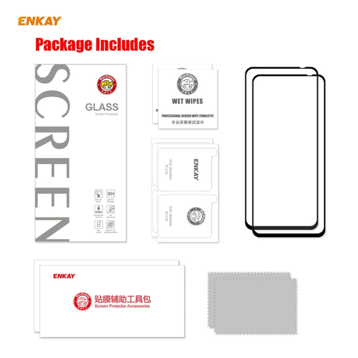 2 PCS ENKAY Hat-Prince Full Glue 0.26mm 9H 2.5D Película de cobertura total de vidrio templado, For Nokia X10 / X20(2pcs）, For Xiaomi Poco M3 Pro / Redmi Note 10 5G(2pcs)