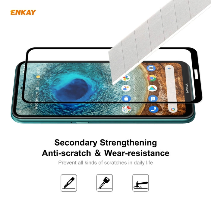 ENKAY Hat-Prince Full Glue 0.26mm 9H 2.5D Película de cobertura total de vidrio templado, For Nokia X10 / X20, For Xiaomi Poco M3 Pro / Redmi Note 10 5G