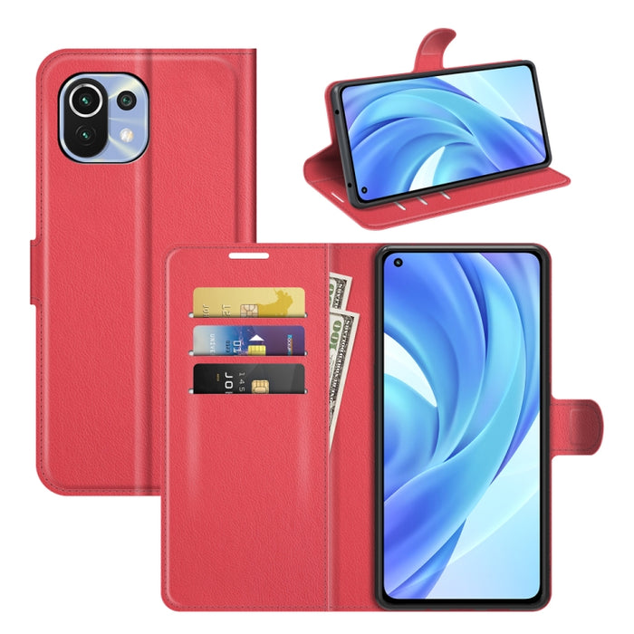 Para Xiaomi Mi 11 Lite 4G / 5G Litchi Texture Funda protectora con tapa horizontal con soporte, ranuras para tarjetas y billetera, For Xiaomi Mi 11 Lite 4G / 5G