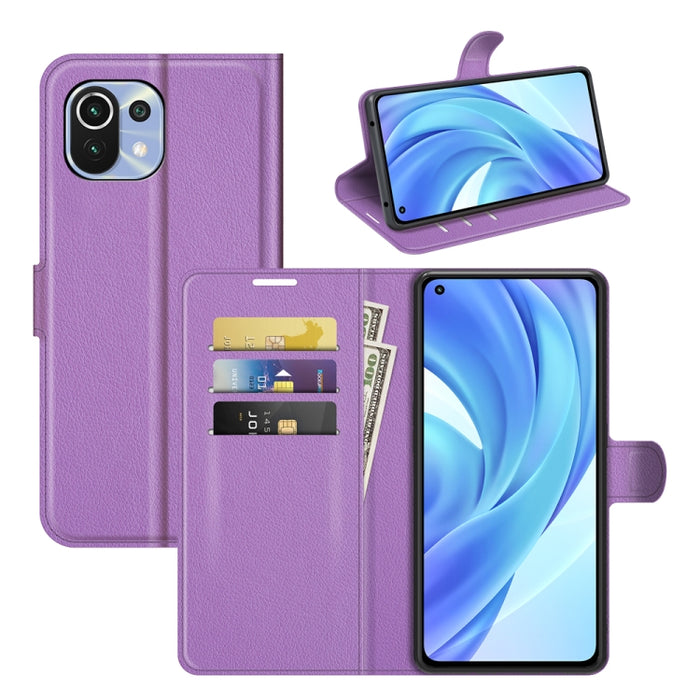 Para Xiaomi Mi 11 Lite 4G / 5G Litchi Texture Funda protectora con tapa horizontal con soporte, ranuras para tarjetas y billetera, For Xiaomi Mi 11 Lite 4G / 5G