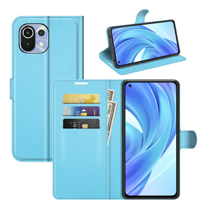 Para Xiaomi Mi 11 Lite 4G / 5G Litchi Texture Funda protectora con tapa horizontal con soporte, ranuras para tarjetas y billetera, For Xiaomi Mi 11 Lite 4G / 5G