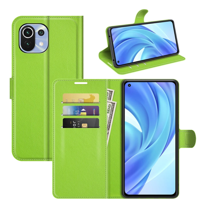 Para Xiaomi Mi 11 Lite 4G / 5G Litchi Texture Funda protectora con tapa horizontal con soporte, ranuras para tarjetas y billetera, For Xiaomi Mi 11 Lite 4G / 5G
