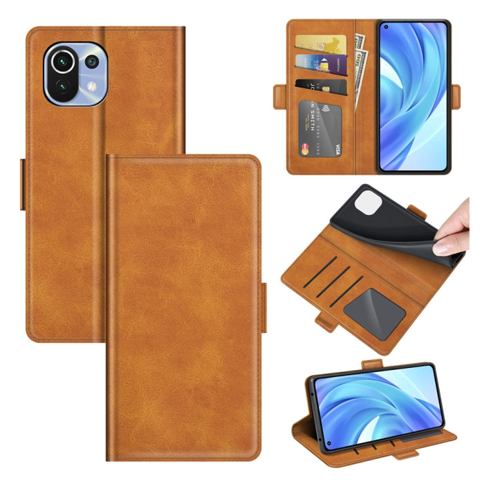 Para Xiaomi Mi 11 Lite 4G / 5G Estuche de cuero con tapa horizontal con hebilla magnética de doble cara con soporte, ranuras para tarjetas y billetera, For Xiaomi Mi 11 Lite 4G / 5G