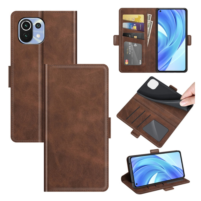 Para Xiaomi Mi 11 Lite 4G / 5G Estuche de cuero con tapa horizontal con hebilla magnética de doble cara con soporte, ranuras para tarjetas y billetera, For Xiaomi Mi 11 Lite 4G / 5G