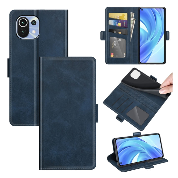 Para Xiaomi Mi 11 Lite 4G / 5G Estuche de cuero con tapa horizontal con hebilla magnética de doble cara con soporte, ranuras para tarjetas y billetera, For Xiaomi Mi 11 Lite 4G / 5G