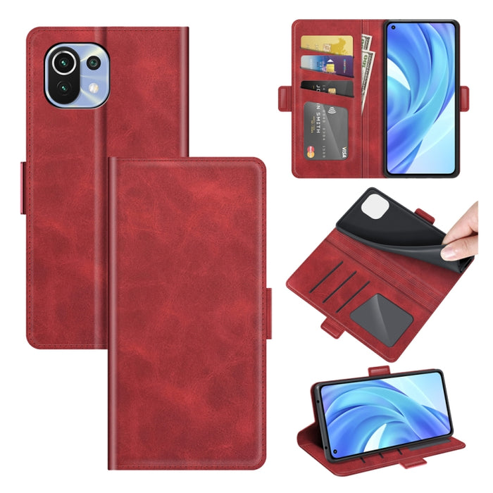 Para Xiaomi Mi 11 Lite 4G / 5G Estuche de cuero con tapa horizontal con hebilla magnética de doble cara con soporte, ranuras para tarjetas y billetera, For Xiaomi Mi 11 Lite 4G / 5G