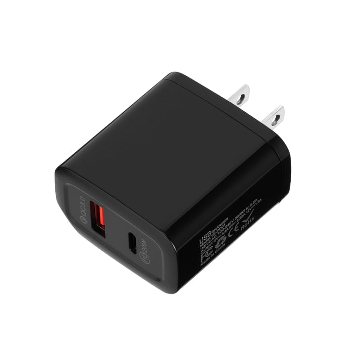 TE-PD01 PD 20W + QC3.0 Cargador rápido de dos puertos USB con luz indicadora, enchufe de EE. UU., US Plug