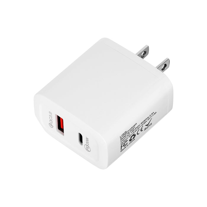 TE-PD01 PD 20W + QC3.0 Cargador rápido de dos puertos USB con luz indicadora, enchufe de EE. UU., US Plug