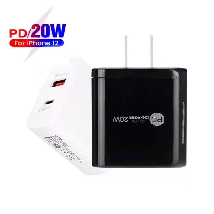 TE-PD01 PD 20W + QC3.0 Cargador rápido de dos puertos USB con luz indicadora, enchufe de EE. UU., US Plug