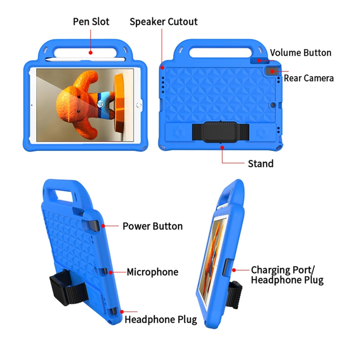 Funda protectora de manga anticaída a prueba de golpes de EVA Diamond Series con soporte y correa, For iPad Air / Air 2 / Pro 9.7 / 9.7 2017/ 2018