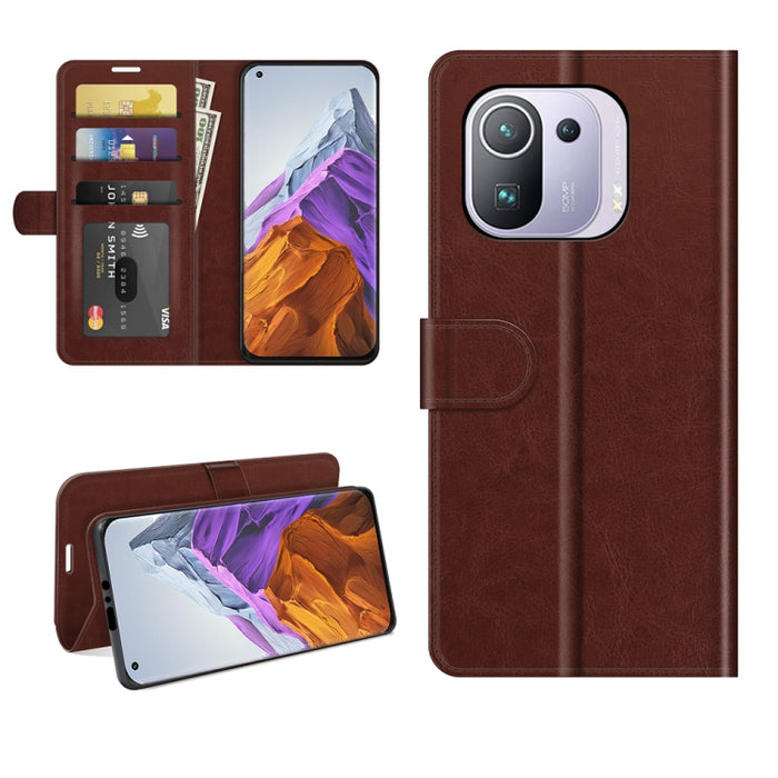 Para Xiaomi Mi 11 Pro 5G / 4G R64 Textura Funda protectora con tapa horizontal única con soporte y ranuras para tarjetas y billetera y marco de fotos, For Xiaomi Mi 11 Pro 5G / 4G
