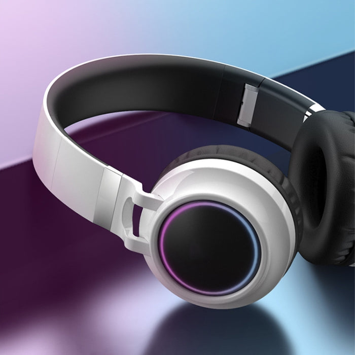 Auriculares coloridos LED Bluetooth 5.0 Auriculares estéreo HiFi inalámbricos plegables con micrófono, compatible con tarjeta TF / AUX de 3,5 mm