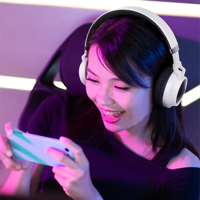 Auriculares coloridos LED Bluetooth 5.0 Auriculares estéreo HiFi inalámbricos plegables con micrófono, compatible con tarjeta TF / AUX de 3,5 mm