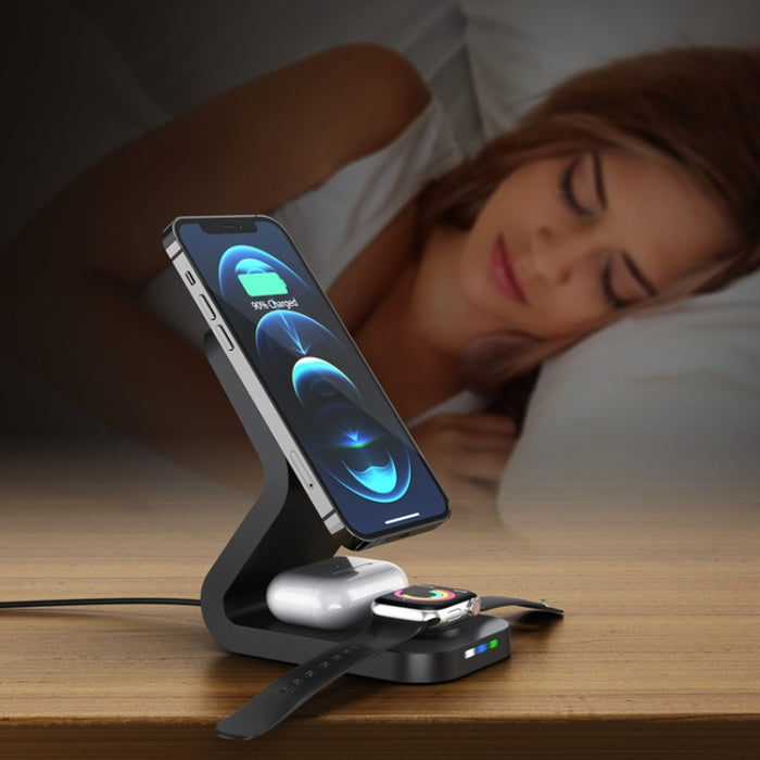B-13 15W Max 3 en 1 Cargador inalámbrico magnético para teléfonos móviles, Apple Watch y AirPods