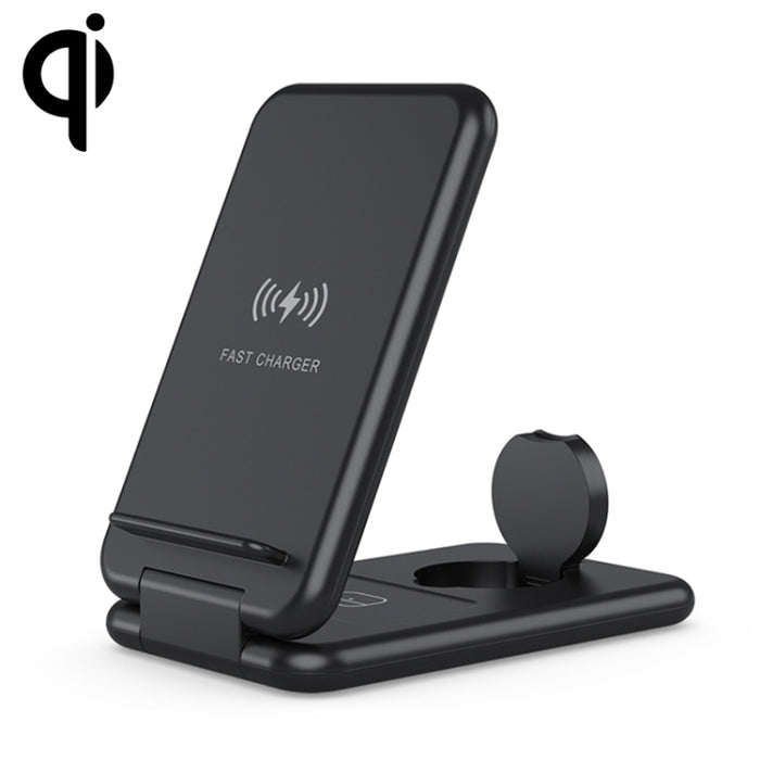 15W 3 en 1 soporte de teléfono de estación de cargador inalámbrico rápido Qi plegable para iPhones y iWatches y Airpods