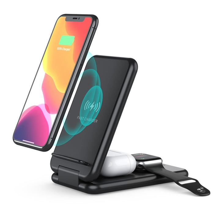 15W 3 en 1 soporte de teléfono de estación de cargador inalámbrico rápido Qi plegable para iPhones y iWatches y Airpods