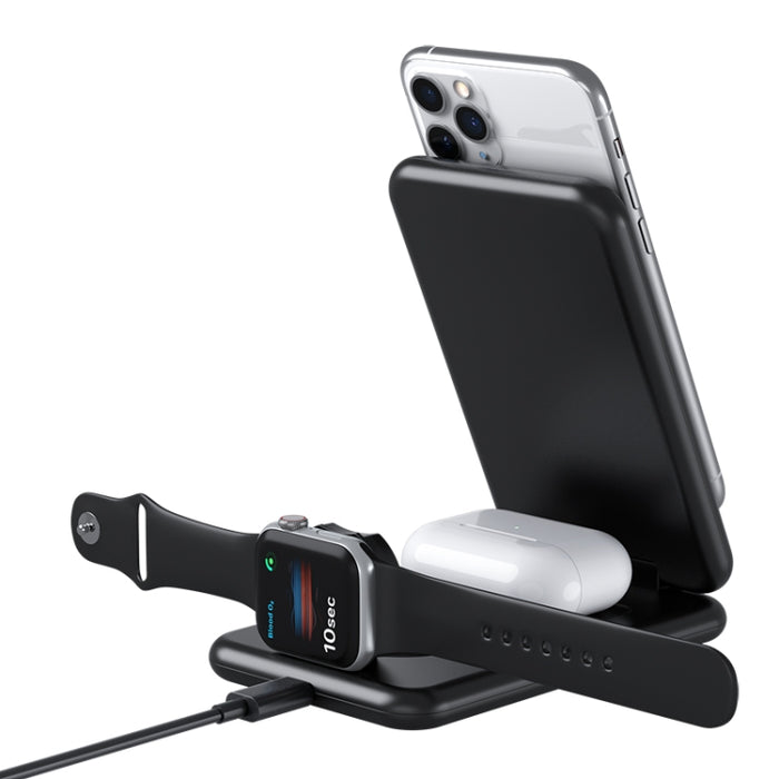 15W 3 en 1 soporte de teléfono de estación de cargador inalámbrico rápido Qi plegable para iPhones y iWatches y Airpods