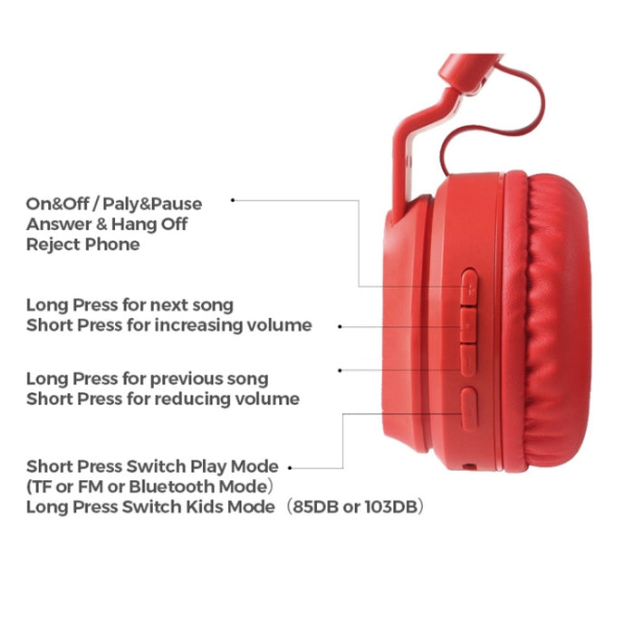 BOBo Kids Gift Bluetooth 5.0 Bass Cancelación de ruido Auriculares inalámbricos estéreo con micrófono, compatible con tarjeta TF / FM / AUX-in