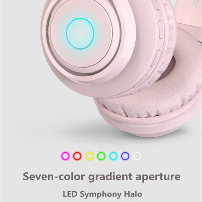 BT06C Cute Wireless Bluetooth 5.0 Auriculares para niños con micrófono Luz LED Soporte Aux-in