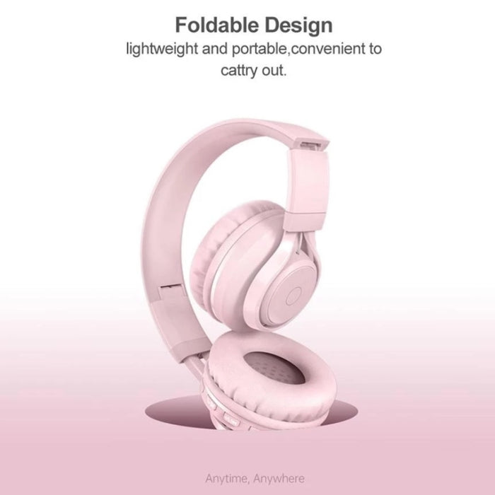 BT06C Cute Wireless Bluetooth 5.0 Auriculares para niños con micrófono Luz LED Soporte Aux-in