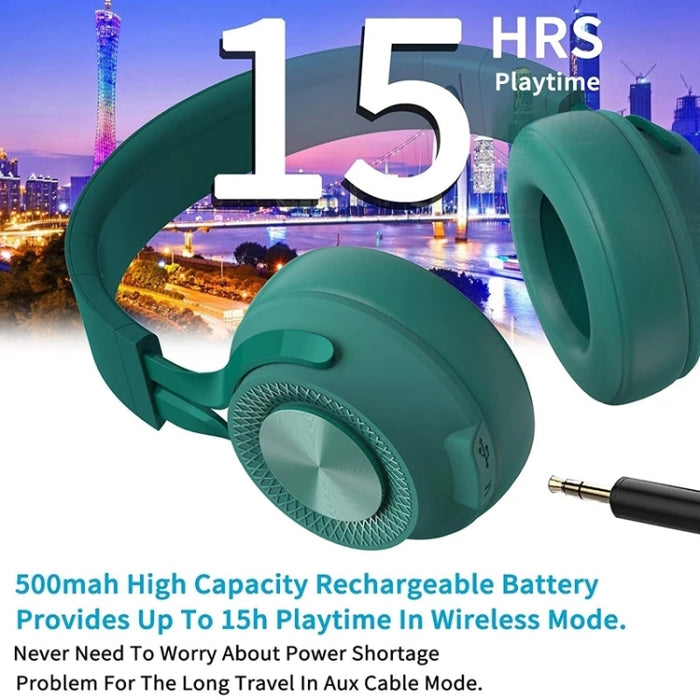 Fingertime P1 Inalámbrico Bluetooth 5.0 Estéreo Orejeras de cuero suave Auriculares plegables Micrófono incorporado para PC / Teléfonos celulares